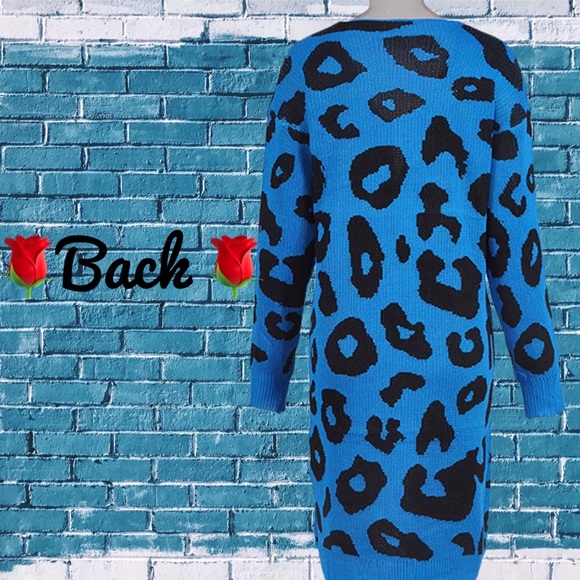 GORGEOUS BLUE LEOPARD PRINT CARDIGAN XL SWEATER - Picture 2 of 2